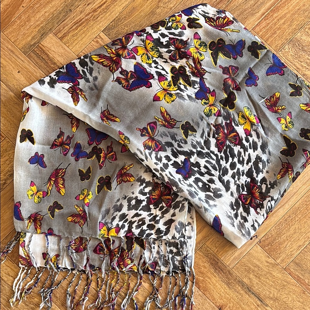 Butterfly and Leopard Print Scarf